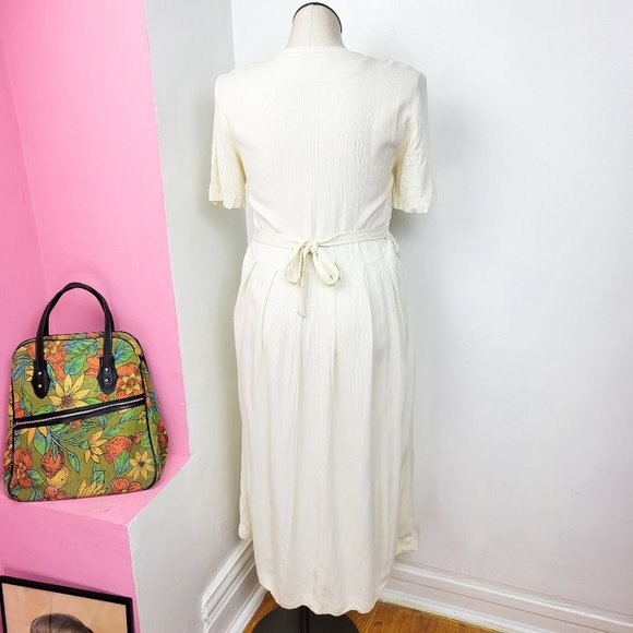 Vintage 90s Cream Crochet Vest Maxi Dress - Picture 4 of 9